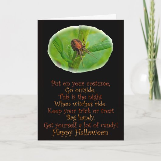 ブラウンオレンジ色のアラネウスハロウィーンカード カード (正面)