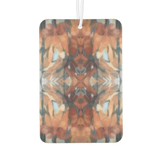 ブラウンオレンジ色のグレーベージュクリーム抽象芸術水色 カーエアーフレッシュナー (裏面)