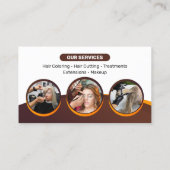 ブラウンオレンジ色の美容師メイクアップサロン 名刺 (裏面)