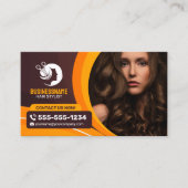 ブラウンオレンジ色の美容師メイクアップサロン 名刺 (正面)