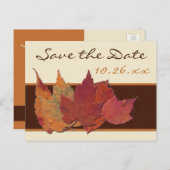 ブラウンオレンジ葉アイボリー乾杯救日付はがき 案内ポストカード (正面/裏面)