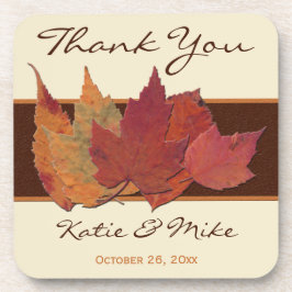 ブラウンオレンジ葉アイボリー乾燥コースターセット(6) コースター