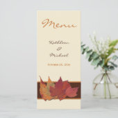 ブラウンオレンジ葉色アイボリー乾杯結婚のメニューカード メニュー (スタンド正面)