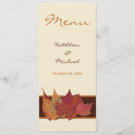 ブラウンオレンジ葉色アイボリー乾杯結婚のメニューカード メニュー