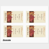 ブラウンオレンジ離れアイボリー乾結婚杯ワインのラベル 長方形シール (シート)