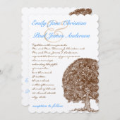 ブラウンオークツリーアクアブルーフォント結婚式招待状 招待状 (正面/裏面)