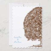 ブラウンオークツリーアクアブルーフォント結婚式招待状 招待状 (裏面)