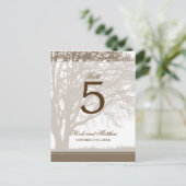 ブラウンオークツリー秋の結婚式テーブル番号 ポストカード (スタンド正面)