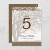 ブラウンオークツリー秋の結婚式テーブル番号 ポストカード (正面/裏面)