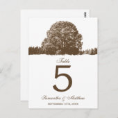 ブラウンオークツリー秋の結婚式テーブル番号 ポストカード (正面/裏面)