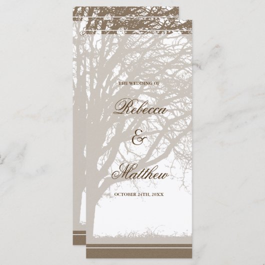 ブラウンオークツリー秋の結婚式プログラム プログラム (正面/裏面)