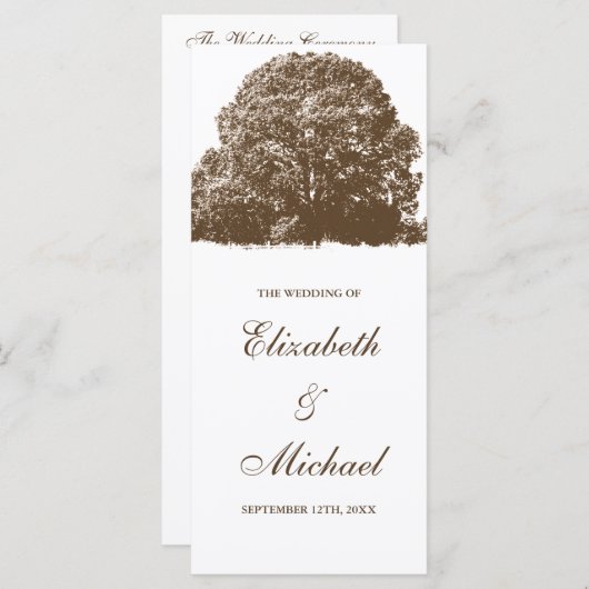 ブラウンオークツリー秋の結婚式プログラム プログラム (正面/裏面)