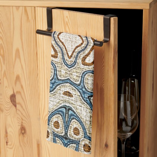 ブラウンオークレーティール(緑がかった色)ブルーお尻トライブラート キッチンタオル (三つ折り)