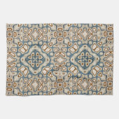 ブラウンオークレーティール（緑がかった色）ブルーお尻トライブラート キッチンタオル (横)