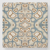 ブラウンオークレーティール（緑がかった色）ブルーお尻トライブラート ストーンコースター (正面)