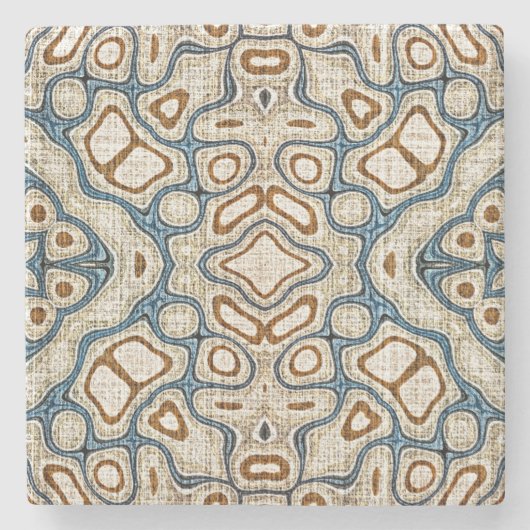 ブラウンオークレーティール(緑がかった色)ブルーお尻トライブラート ストーンコースター (正面)