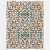 ブラウンオークレーティール(緑がかった色)ブルーお尻トライブラート フリースブランケット (正面)