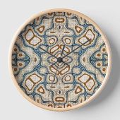 ブラウンオークレーティール(緑がかった色)ブルーお尻ボヘミアンアート 壁時計 (正面)