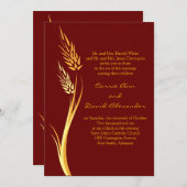 ブラウンオータムコムギ結婚式招待状 招待状 (正面/裏面)