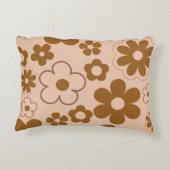 ブラウンオータムレトロY2Kヒッピー花柄 アクセントクッション (裏面)