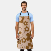 ブラウンオータムレトロY2Kヒッピー花柄 エプロン (着用した状態)