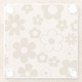 ブラウンオータムレトロY2Kヒッピー花柄 ガラスコースター (裏面)