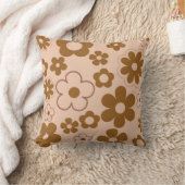 ブラウンオータムレトロY2Kヒッピー花柄 クッション (ブランケット)