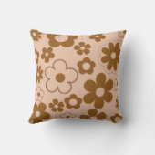 ブラウンオータムレトロY2Kヒッピー花柄 クッション (裏面)