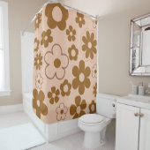 ブラウンオータムレトロY2Kヒッピー花柄 シャワーカーテン (インサイチュ)