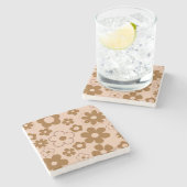 ブラウンオータムレトロY2Kヒッピー花柄 ストーンコースター (横)