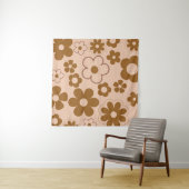 ブラウンオータムレトロY2Kヒッピー花柄 タペストリー (インサイチュ(横))