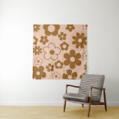 ブラウンオータムレトロY2Kヒッピー花柄 タペストリー (インサイチュ)