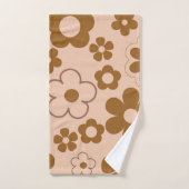 ブラウンオータムレトロY2Kヒッピー花柄 バスタオルセット (ハンドタオル)