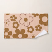 ブラウンオータムレトロY2Kヒッピー花柄 バスタオルセット (ハンドタオル)