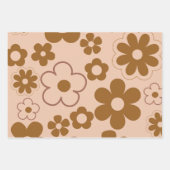 ブラウンオータムレトロY2Kヒッピー花柄 ラッピングペーパーシート (正面3)