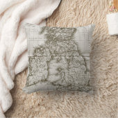 ブラウンオールドワールドアンティークマップ枕 クッション (ブランケット)