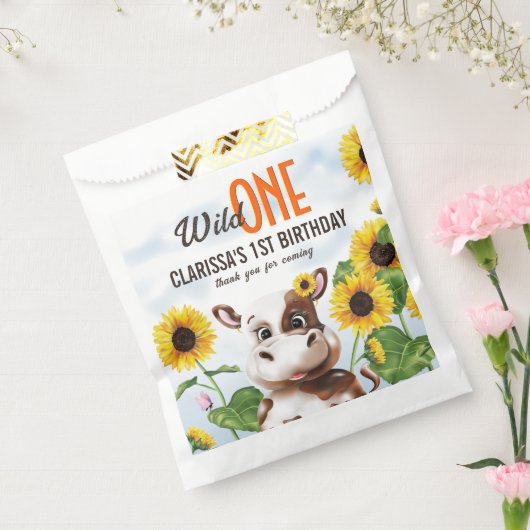 ブラウンカウサンフラワーガールファースト誕生日 フェイバーバッグ (封をした状態)