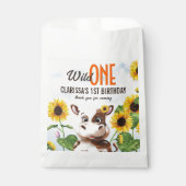 ブラウンカウサンフラワーガールファースト誕生日 フェイバーバッグ (正面)