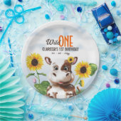 ブラウンカウサンフラワーガールファースト誕生日 ペーパープレート (パーティー)