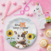 ブラウンカウサンフラワーガールファースト誕生日 ペーパープレート (パーティー)