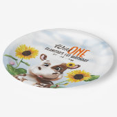 ブラウンカウサンフラワーガールファースト誕生日 ペーパープレート (アングル)