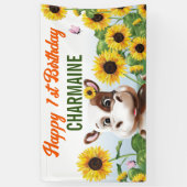 ブラウンカウサンフラワーガールファースト誕生日 横断幕 (縦)