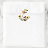 ブラウンカウサンフラワーガール第2誕生日 ラウンドシール (バッグ)