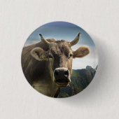 ブラウンカウズ顔 缶バッジ (正面)