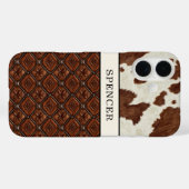 ブラウンカウハイドとレザーモノグラム Case-Mate iPhoneケース (裏面 (横))