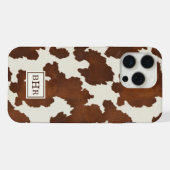 ブラウンカウハイドモノグラム iPhoneケース (裏面横)