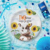 ブラウンカウヒマワリ女の子2nd誕生日 ペーパープレート (パーティー)