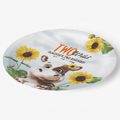 ブラウンカウヒマワリ女の子2nd誕生日 ペーパープレート (アングル)