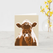 ブラウンカウファーム動物空白のノートカード カード (黄色い花)