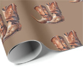 ブラウンカウボーイウェスタンブーツ ラッピングペーパー (ロールコーナー)